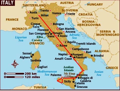 Route to Sicily Island 